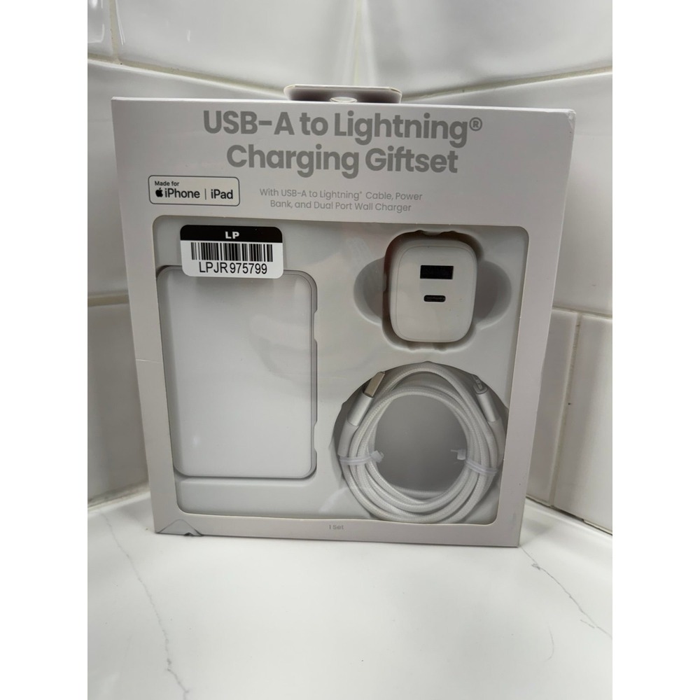 GEMS USB-A to USB-C Charging Gift Set - Power bank - USB-A Adapter - Cable WHITE